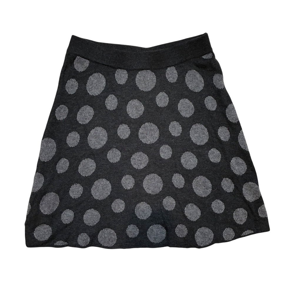 Krimson Klover‎ Merino Wool silk blend Polka Dot Knit Mini Skirt Black Grey XS